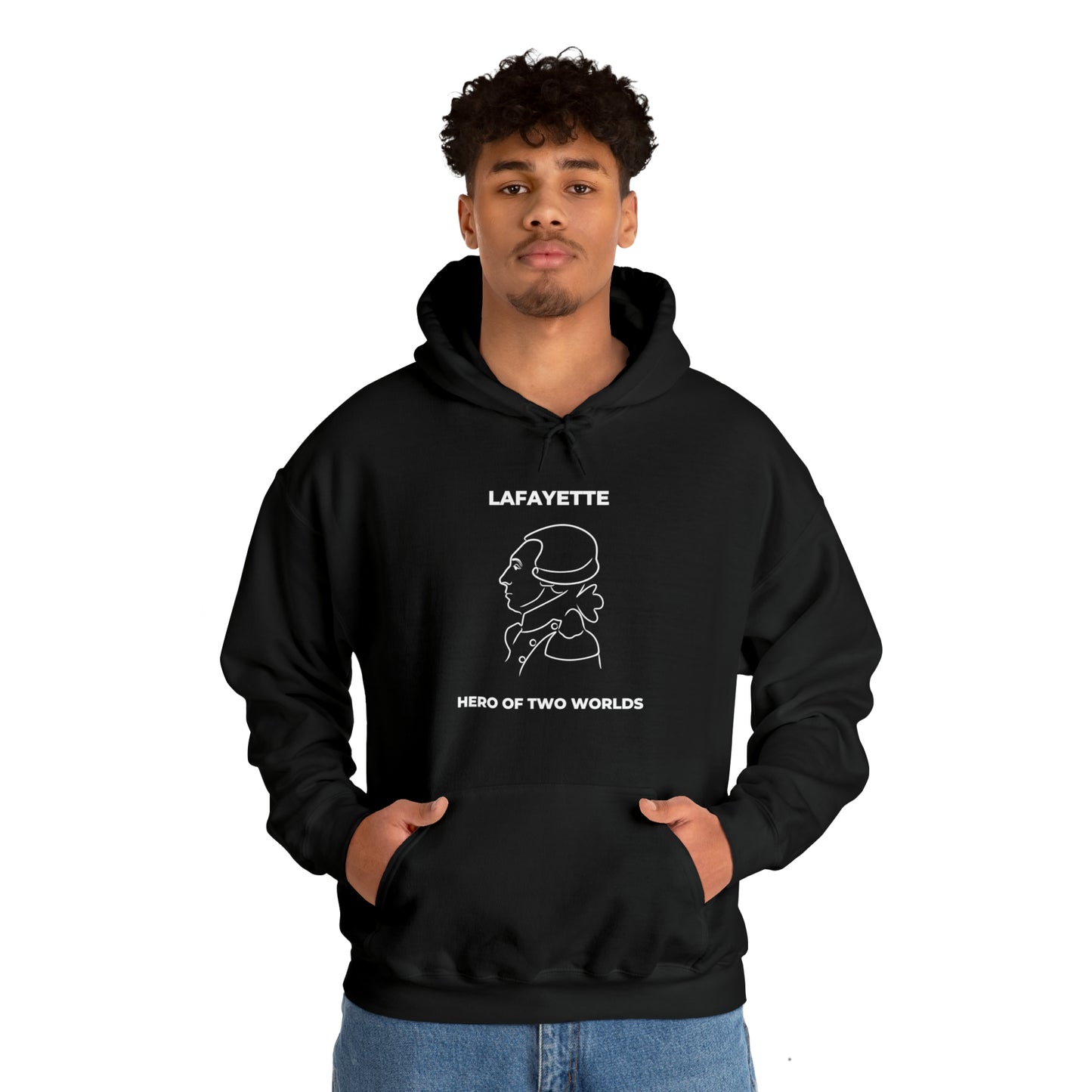 Marquis de Lafayette Classic Unisex Heavy Blend Hooded Sweatshirt - Line Portrait Design