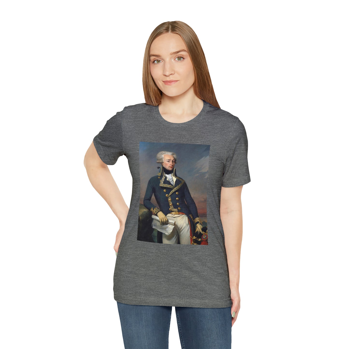 Person or people wearing Lafayette Marquis de Lafayette t-shirt with portrait painting