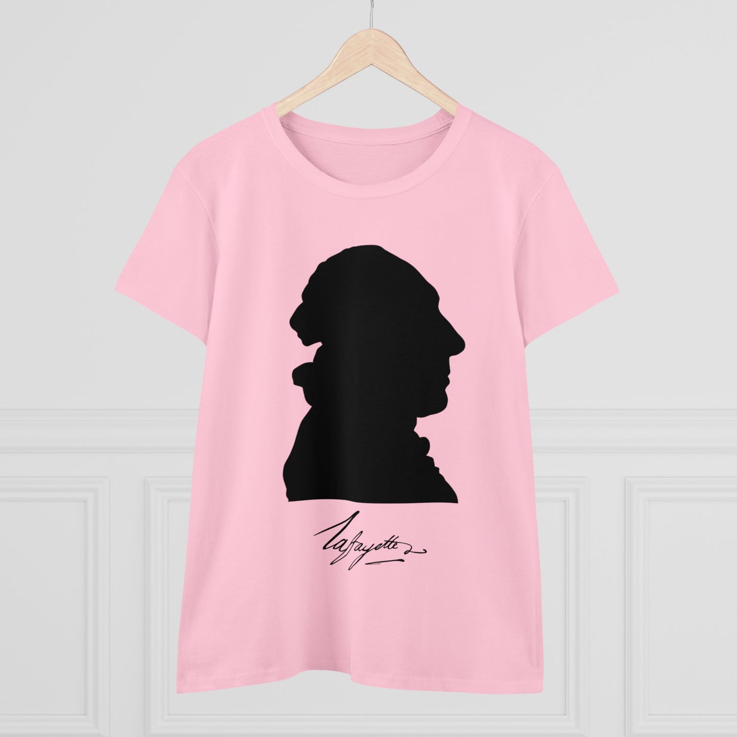 Women's Lafayette Silhouette Bust Portrait Cap Sleeves Cotton Tee - Slightly Fitted, Marquis de Lafayette, History