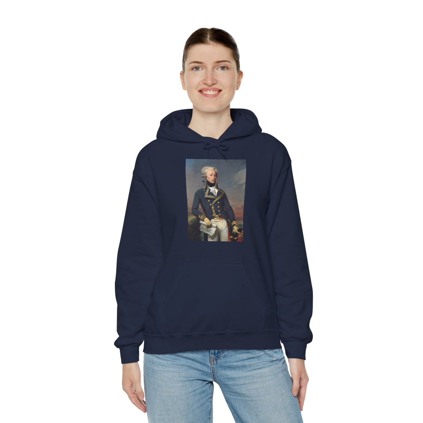 Two-Sided Marquis de Lafayette Classic Unisex Heavy Blend Hooded Sweatshirt With Quote