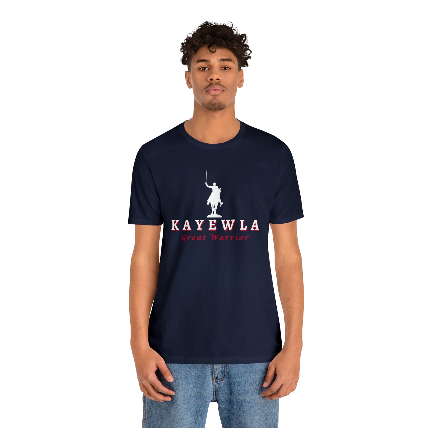 Marquis de Lafayette Kayewla Great Warrior Unisex Jersey Short Sleeve Tee - Red Highlight Letters