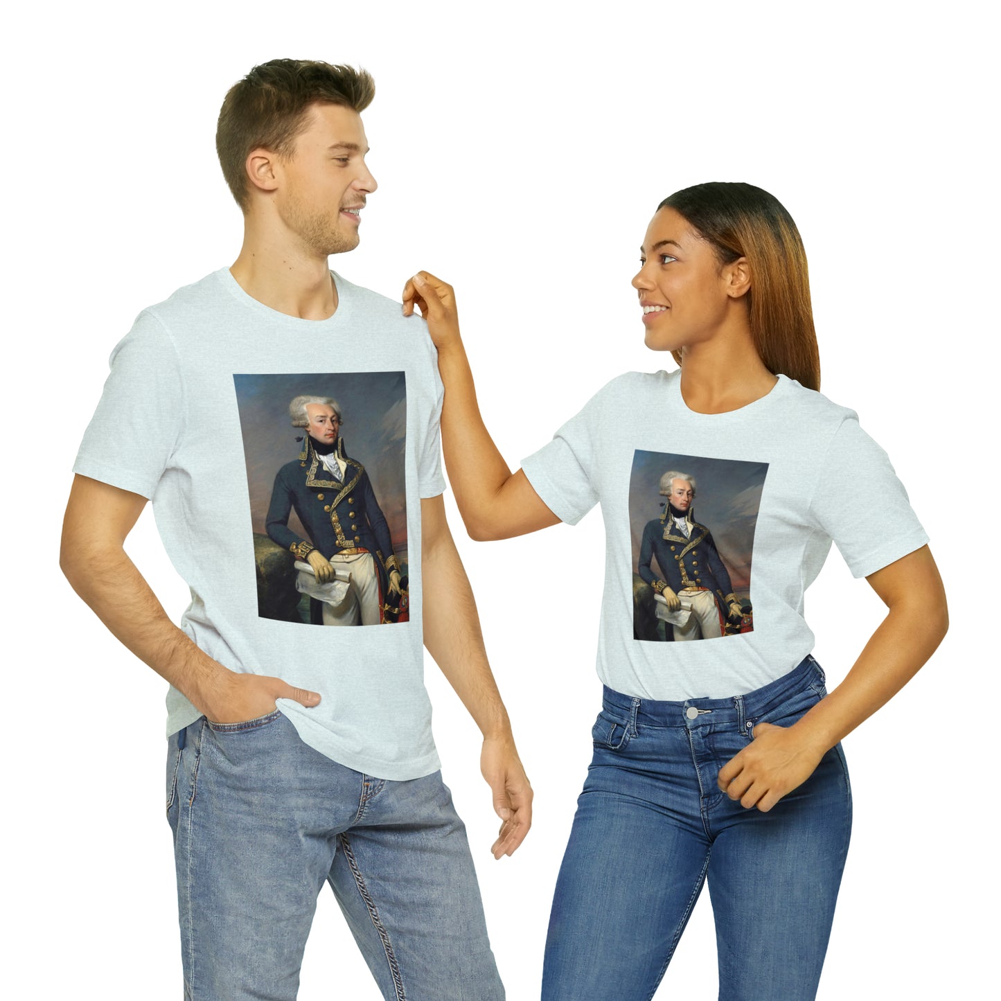 Person or people wearing Lafayette Marquis de Lafayette t-shirt with portrait painting