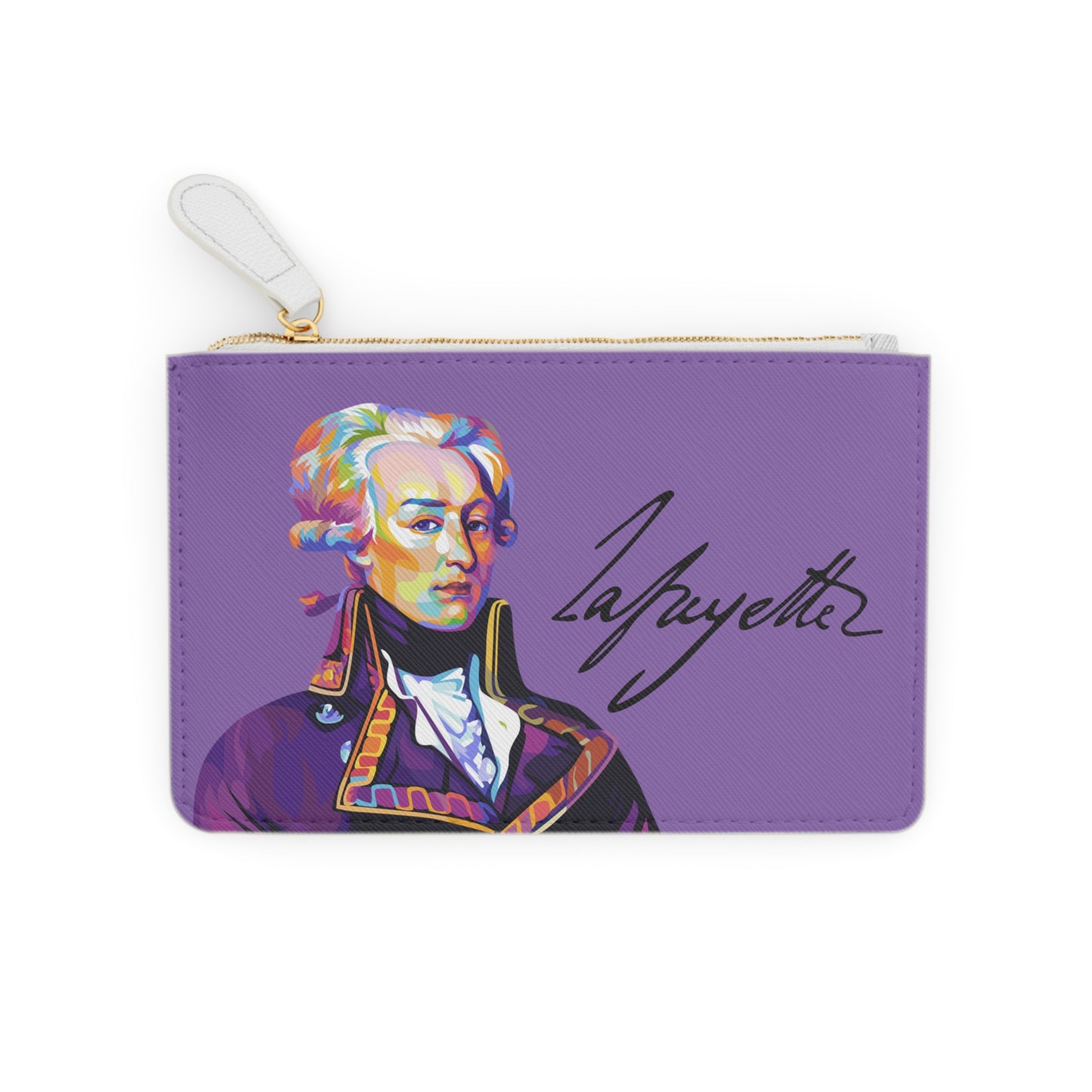 Lafayette Clutch Bag Purple with Marquis de Lafayette pop art portrait - Marquis de Lafayette Accessory, History, Christmas, Unique Gift