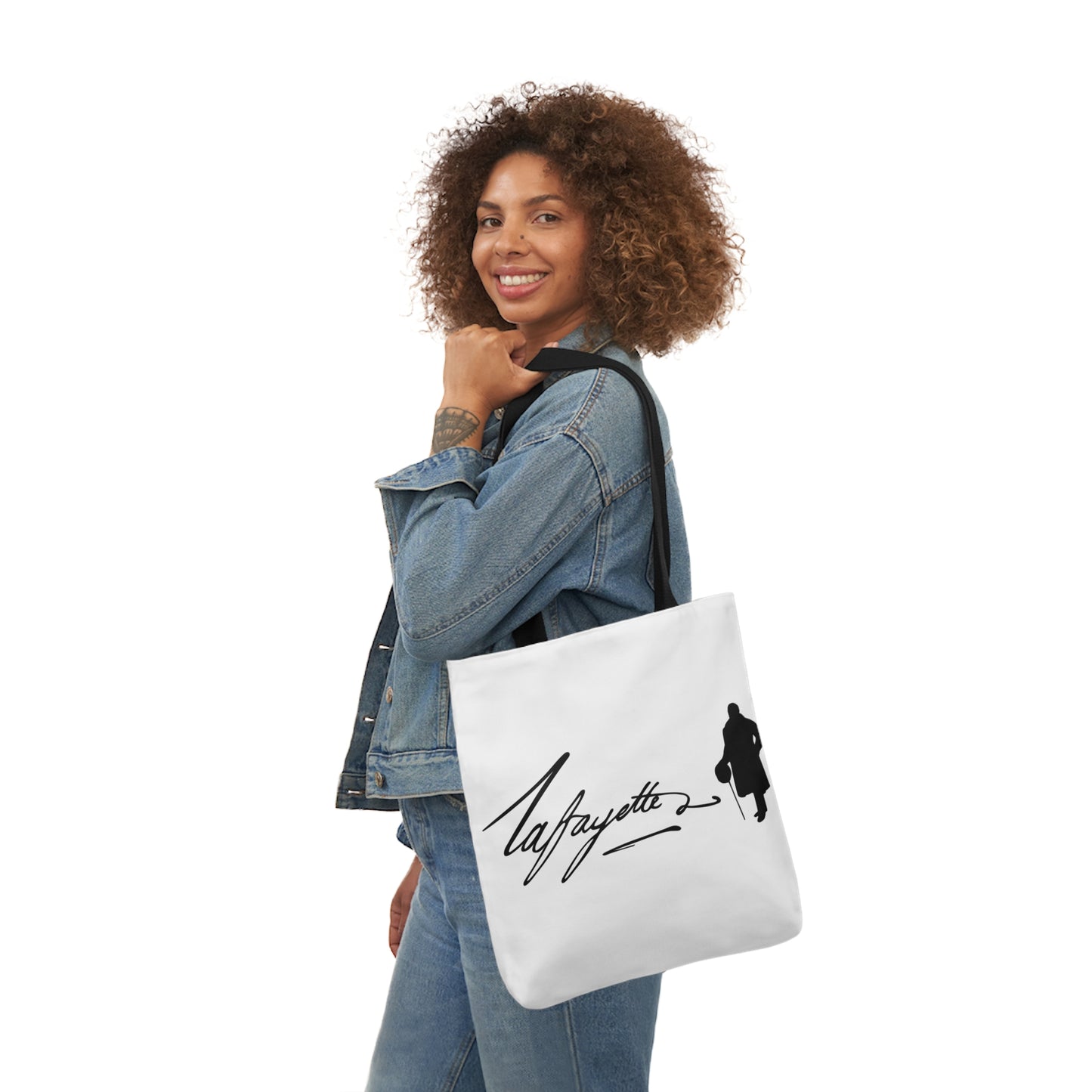 Lafayette Canvas Tote Bag - White bag, black design