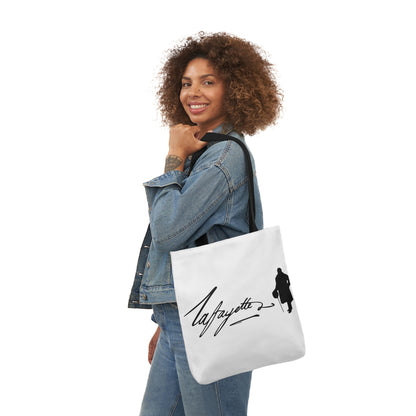 Lafayette Canvas Tote Bag - White bag, black design