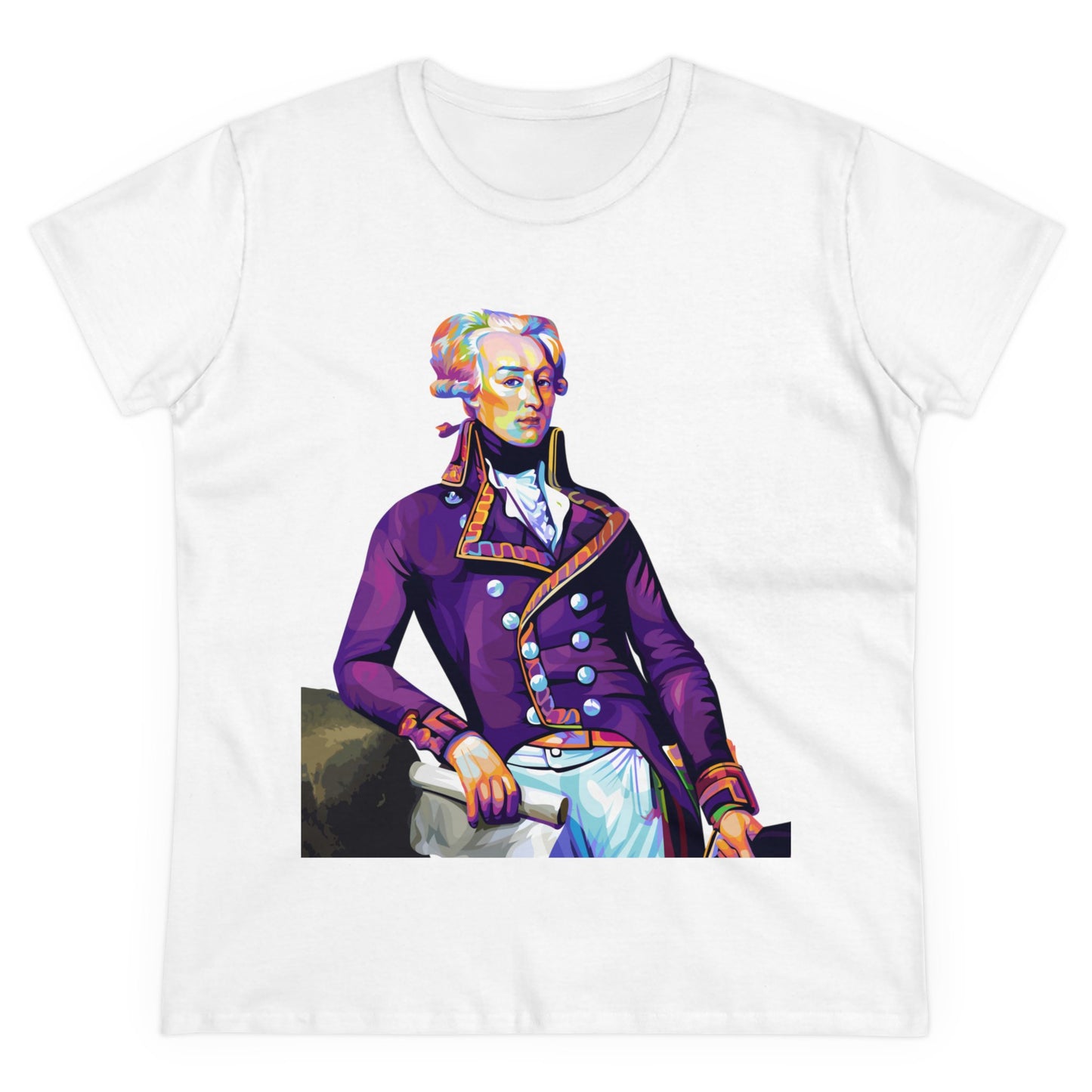 Lafayette Women's Tee Colorful Cap Sleeves Midweight Cotton - Slightly Fitted, Bicentennial, Marquis de Lafayette, History, History Teacher