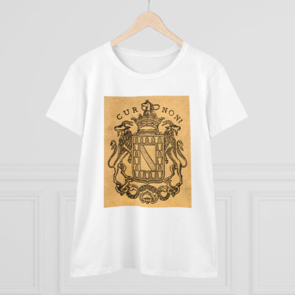 Lafayette Women's Coat of Arms Full Image Cap Sleeves Cotton Tee - Slightly Fitted, Marquis de, Bicentennial, History, Washington, Hamilton