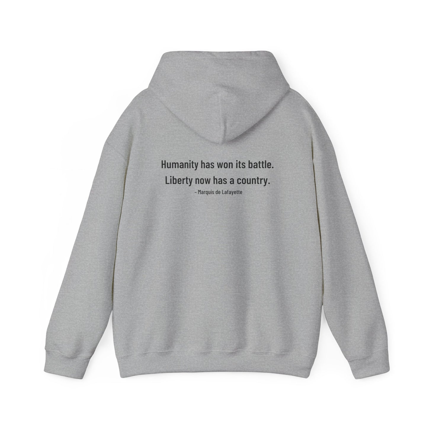Two-Sided Marquis de Lafayette Classic Unisex Heavy Blend Hooded Sweatshirt With Quote