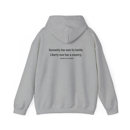 Two-Sided Marquis de Lafayette Classic Unisex Heavy Blend Hooded Sweatshirt With Quote