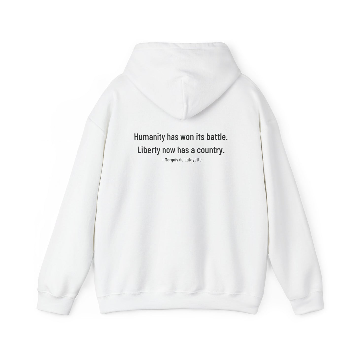 Two-Sided Marquis de Lafayette Classic Unisex Heavy Blend Hooded Sweatshirt With Quote