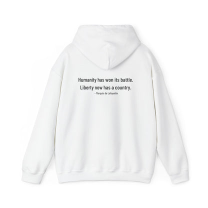 Two-Sided Marquis de Lafayette Classic Unisex Heavy Blend Hooded Sweatshirt With Quote