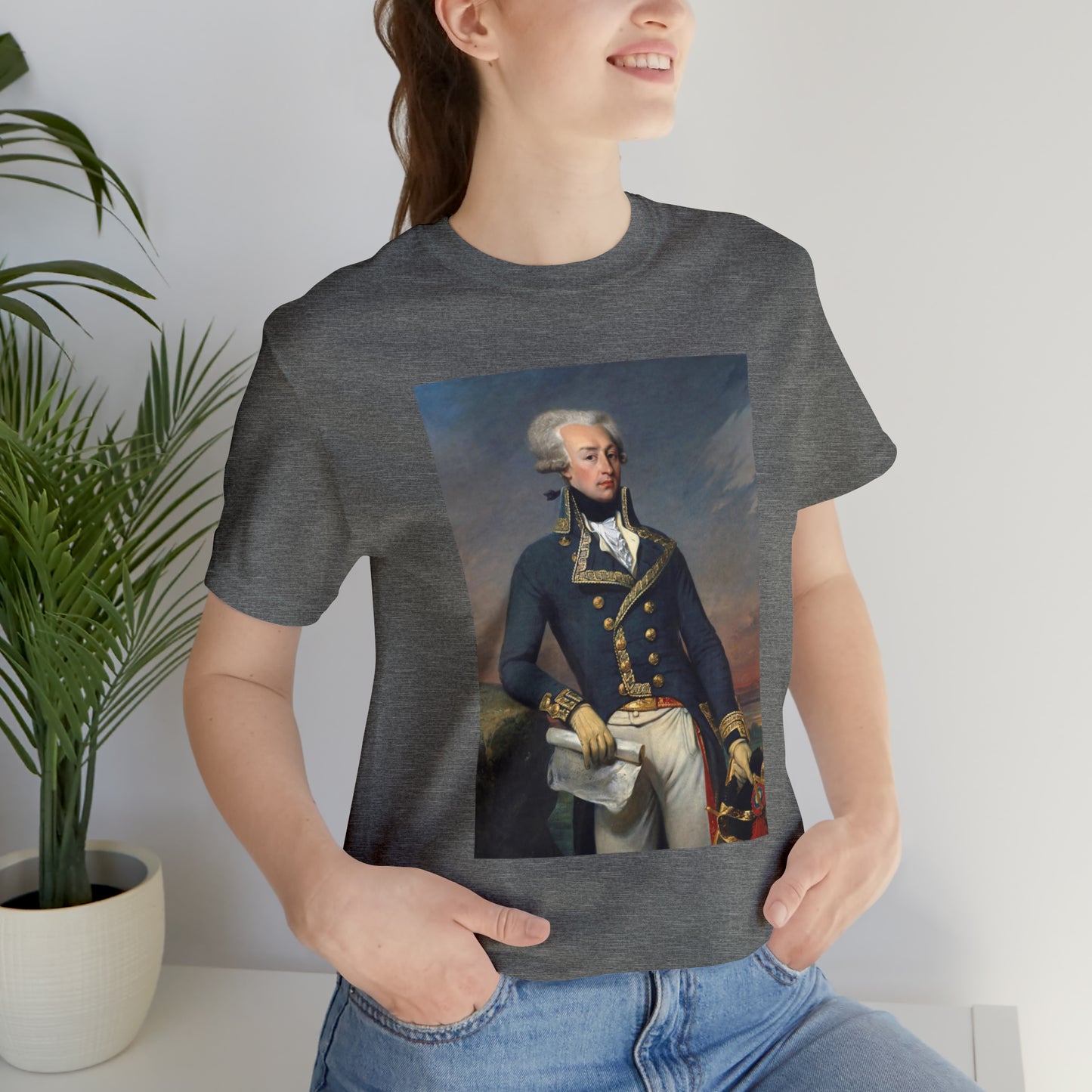 Person or people wearing Lafayette Marquis de Lafayette t-shirt with portrait painting