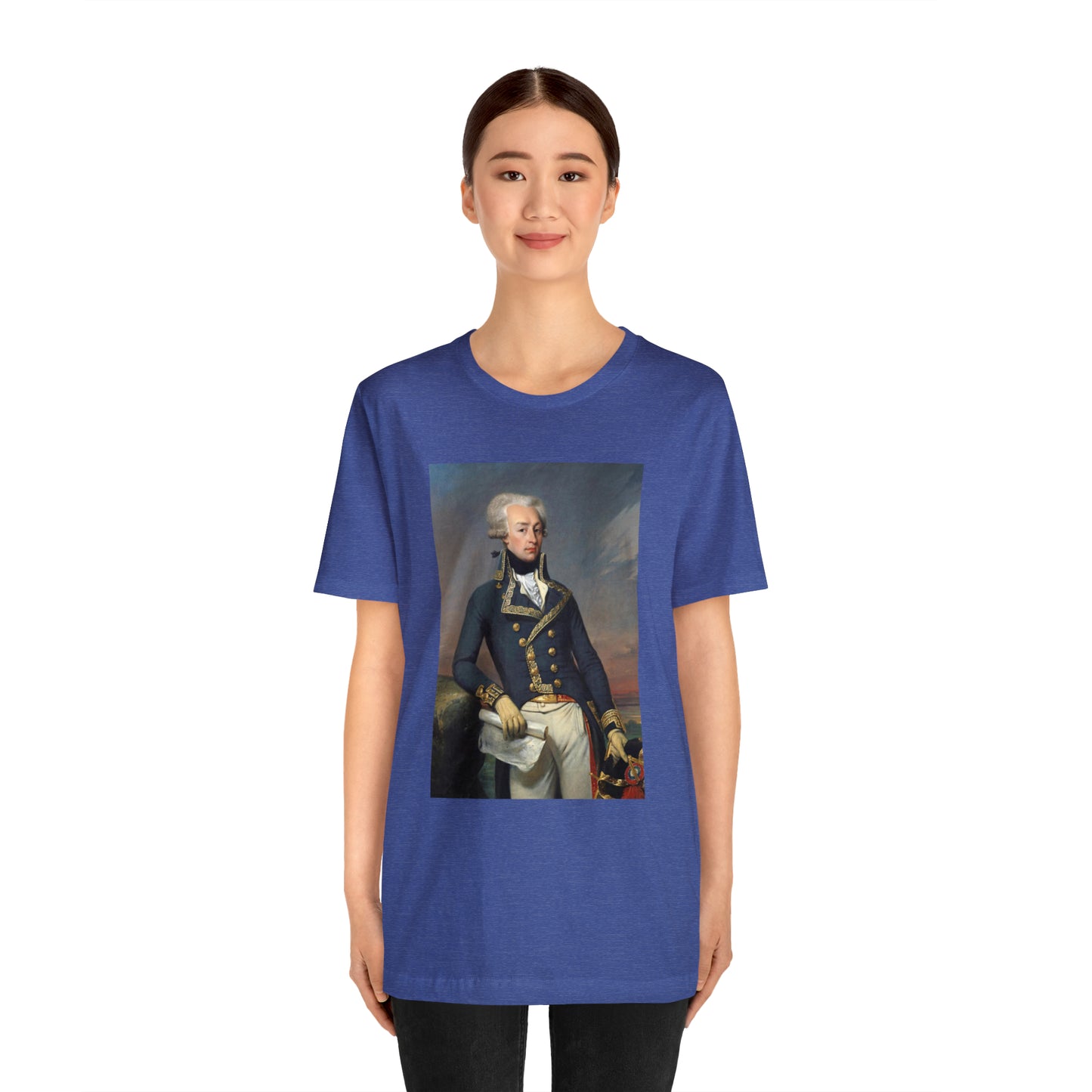 Person or people wearing Lafayette Marquis de Lafayette t-shirt with portrait painting