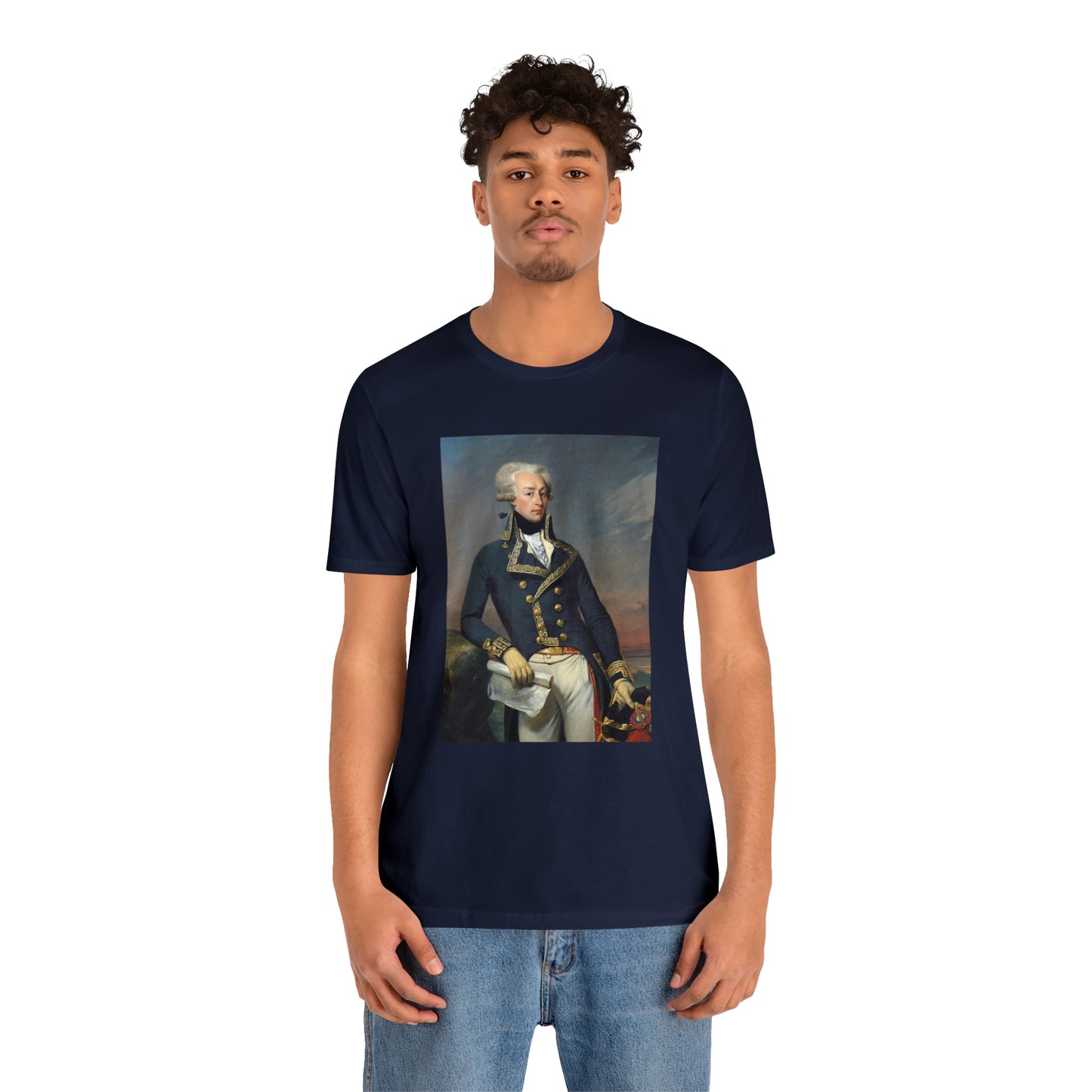 Person or people wearing Lafayette Marquis de Lafayette t-shirt with portrait painting