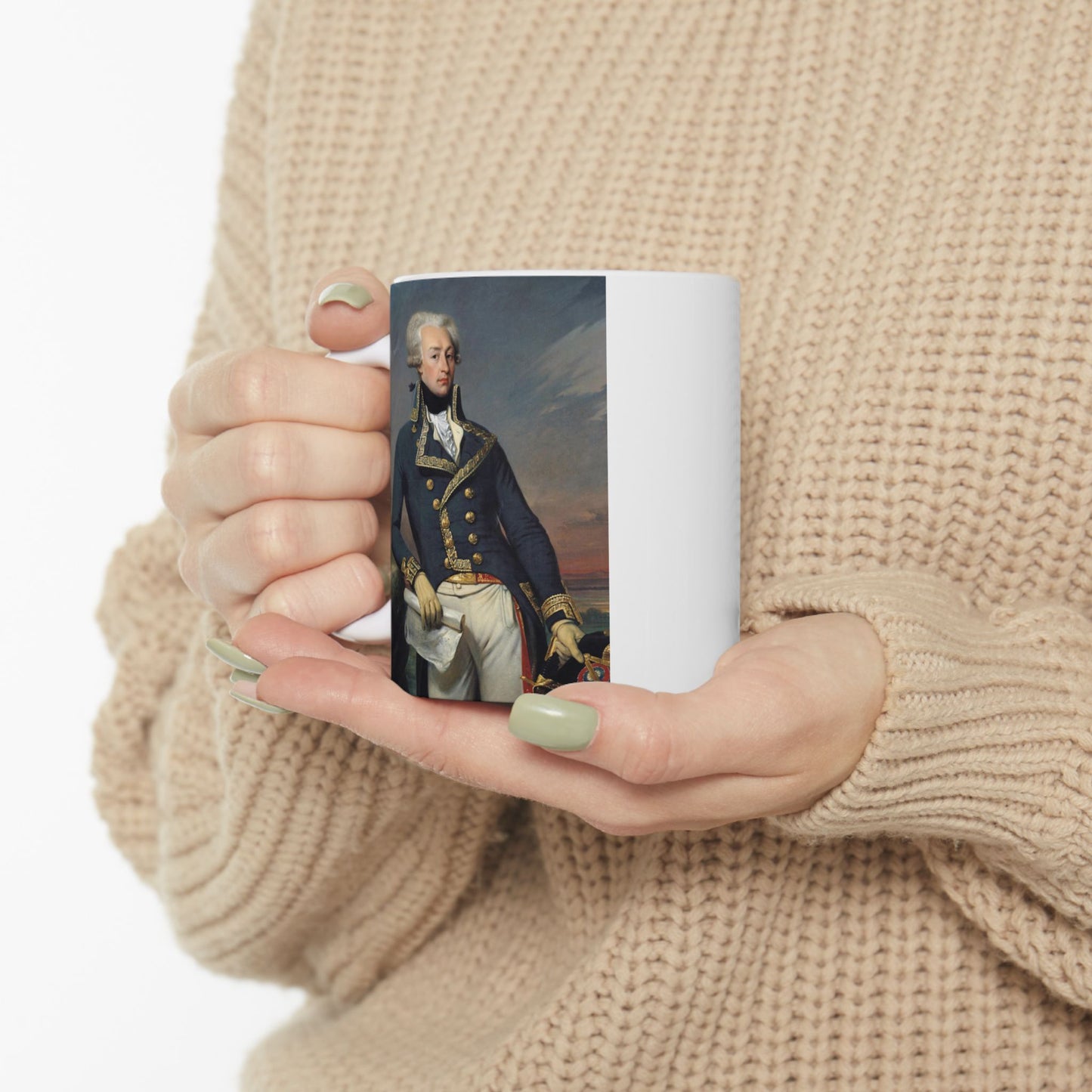 Lafayette Mug - 11oz White Ceramic - Classic Portrait Painting