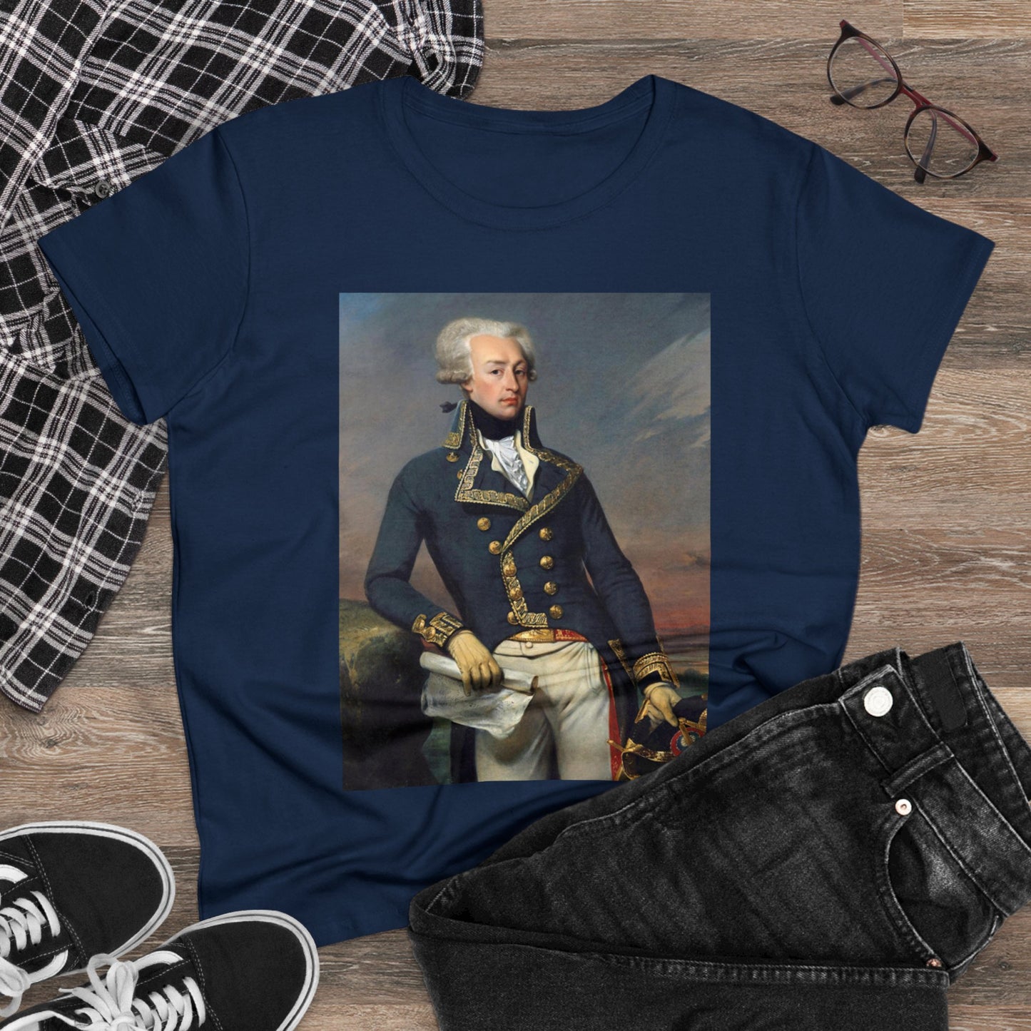 Lafayette Women's Tee Classic Cap Sleeves Midweight Cotton - Slightly Fitted, Marquis de Lafayette, Bicentennial, History, History Teacher