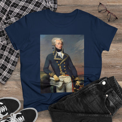 Lafayette Women's Tee Classic Cap Sleeves Midweight Cotton - Slightly Fitted, Marquis de Lafayette, Bicentennial, History, History Teacher