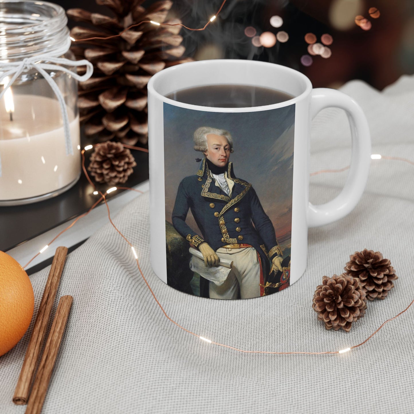 Lafayette Mug - 11oz White Ceramic - Classic Portrait Painting