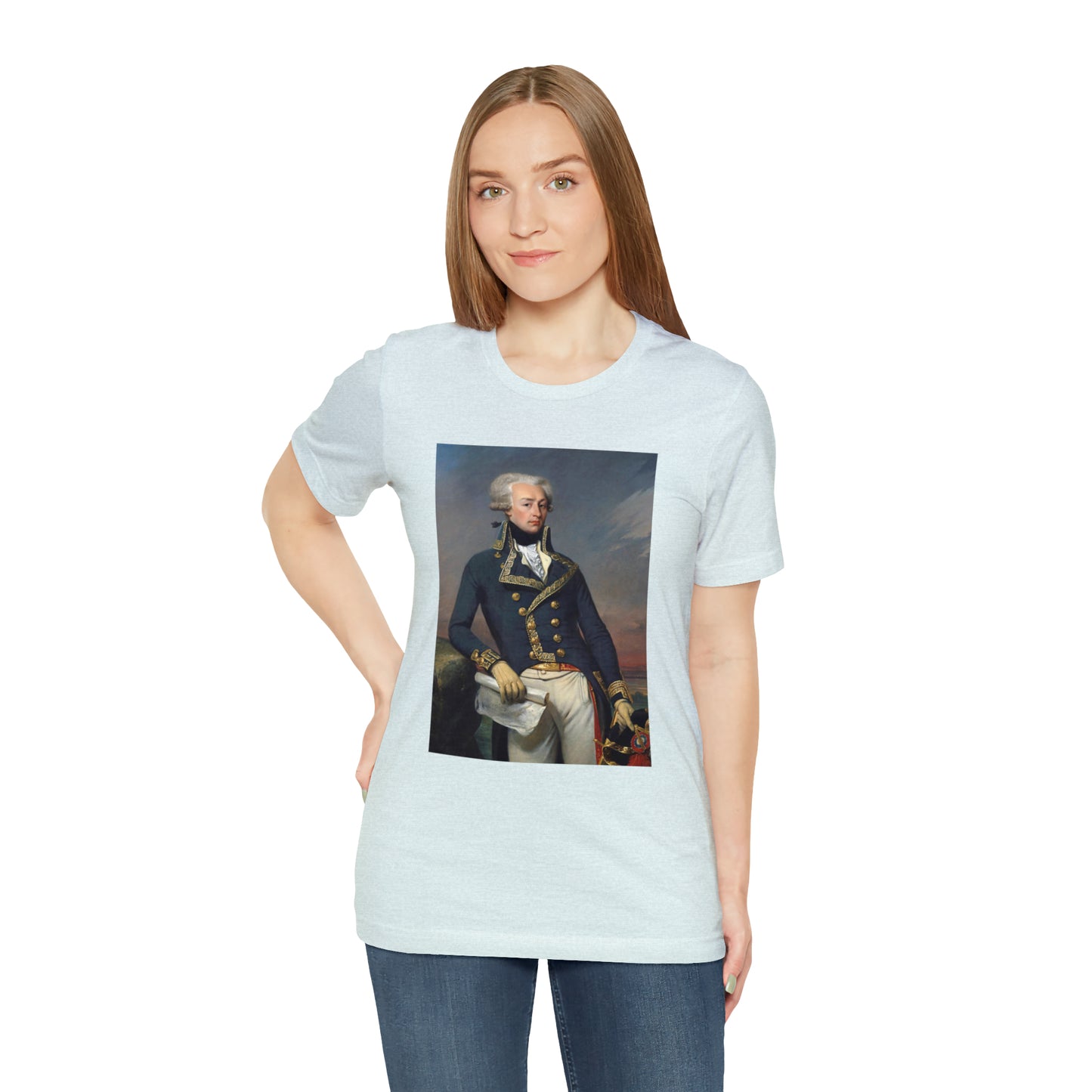 Person or people wearing Lafayette Marquis de Lafayette t-shirt with portrait painting