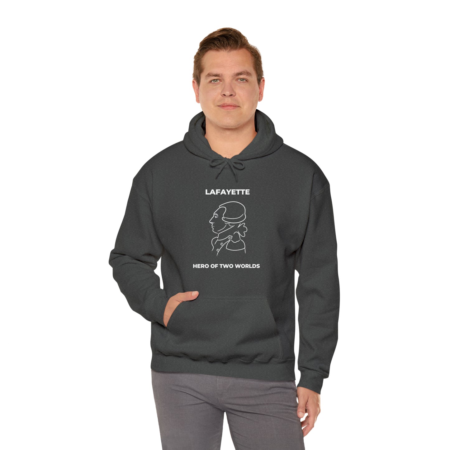 Marquis de Lafayette Classic Unisex Heavy Blend Hooded Sweatshirt - Line Portrait Design