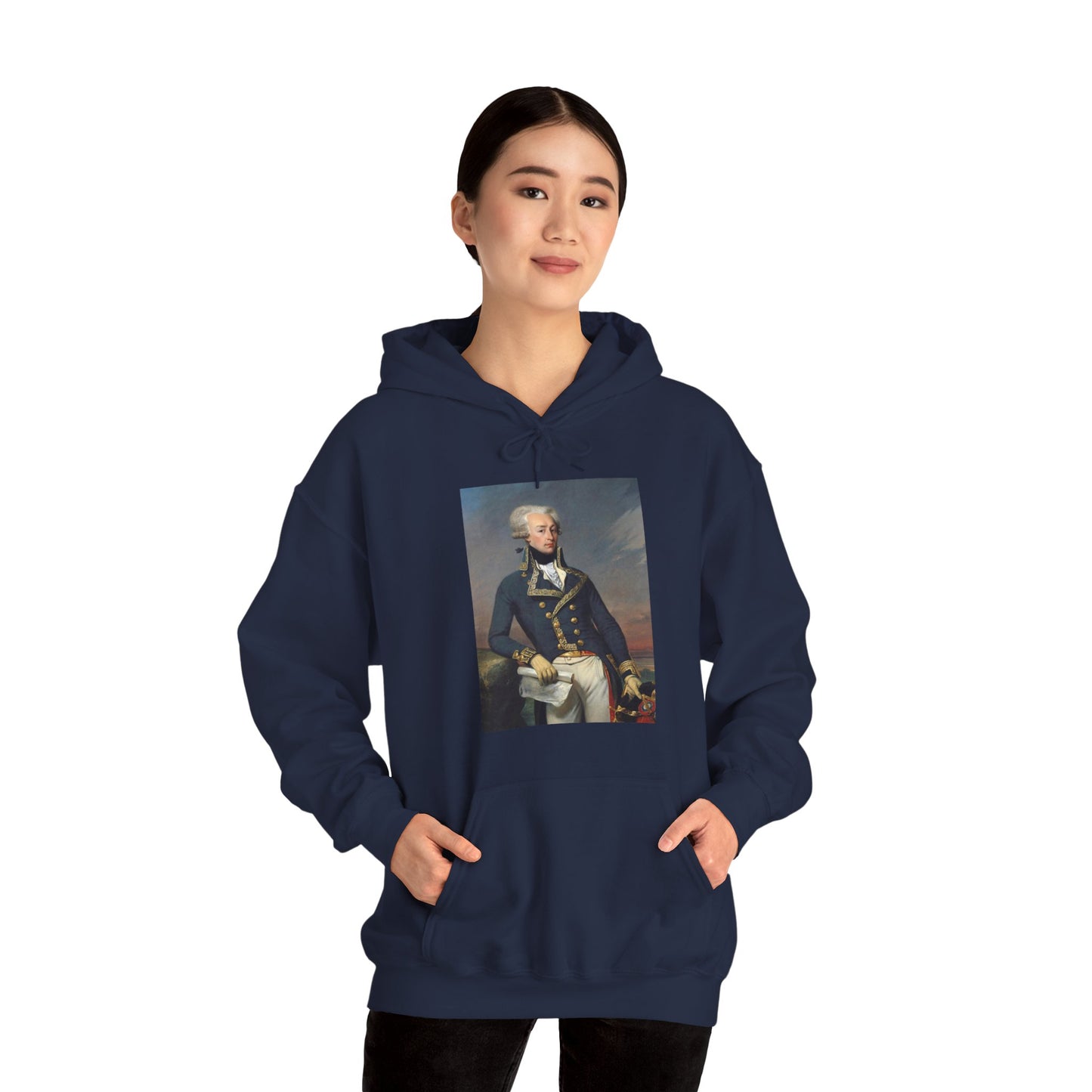 Two-Sided Marquis de Lafayette Classic Unisex Heavy Blend Hooded Sweatshirt With Quote