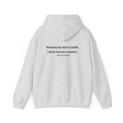 Two-Sided Marquis de Lafayette Classic Unisex Heavy Blend Hooded Sweatshirt With Quote