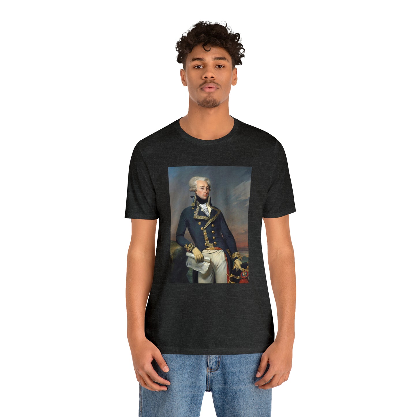 Person or people wearing Lafayette Marquis de Lafayette t-shirt with portrait painting