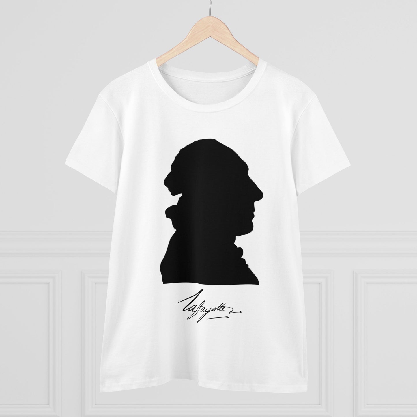 Women's Lafayette Silhouette Bust Portrait Cap Sleeves Cotton Tee - Slightly Fitted, Marquis de Lafayette, History