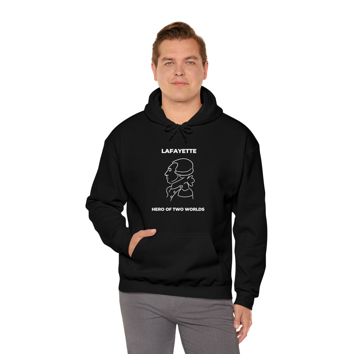 Marquis de Lafayette Classic Unisex Heavy Blend Hooded Sweatshirt - Line Portrait Design