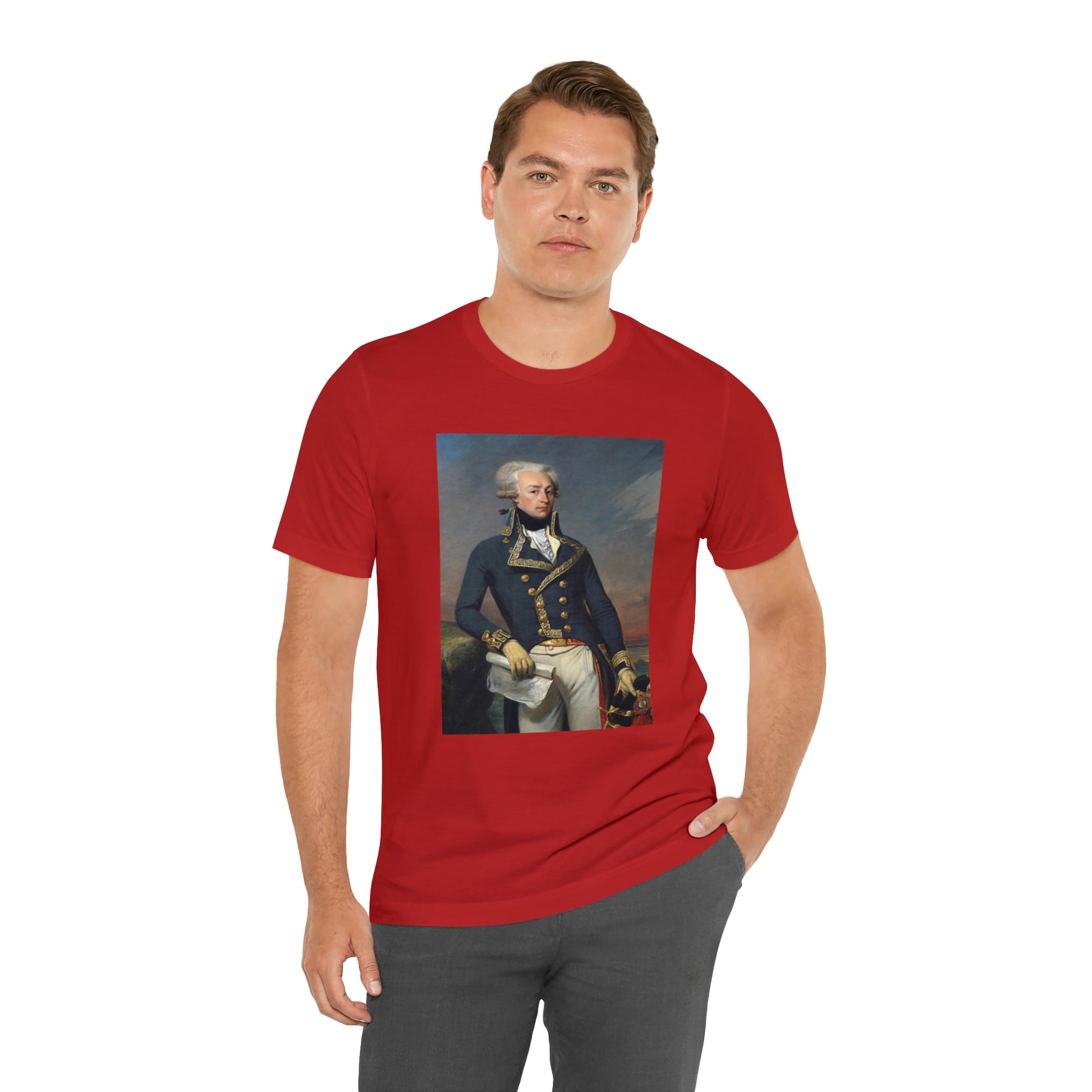 Person or people wearing Lafayette Marquis de Lafayette t-shirt with portrait painting