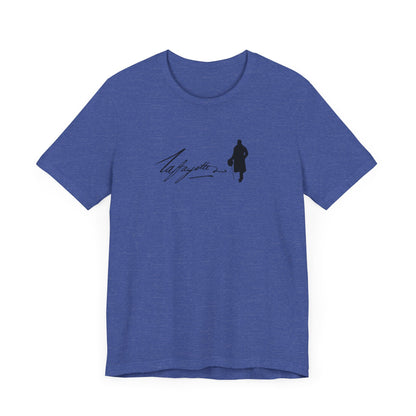 Marquis de Lafayette Silhouette Signature Unisex Jersey Short Sleeve Tee - With Lafayette Quote