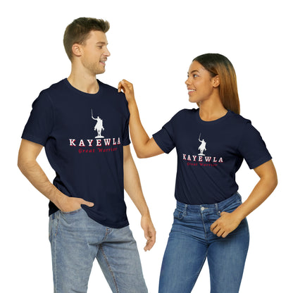 Marquis de Lafayette Kayewla Great Warrior Unisex Jersey Short Sleeve Tee - Red Highlight Letters