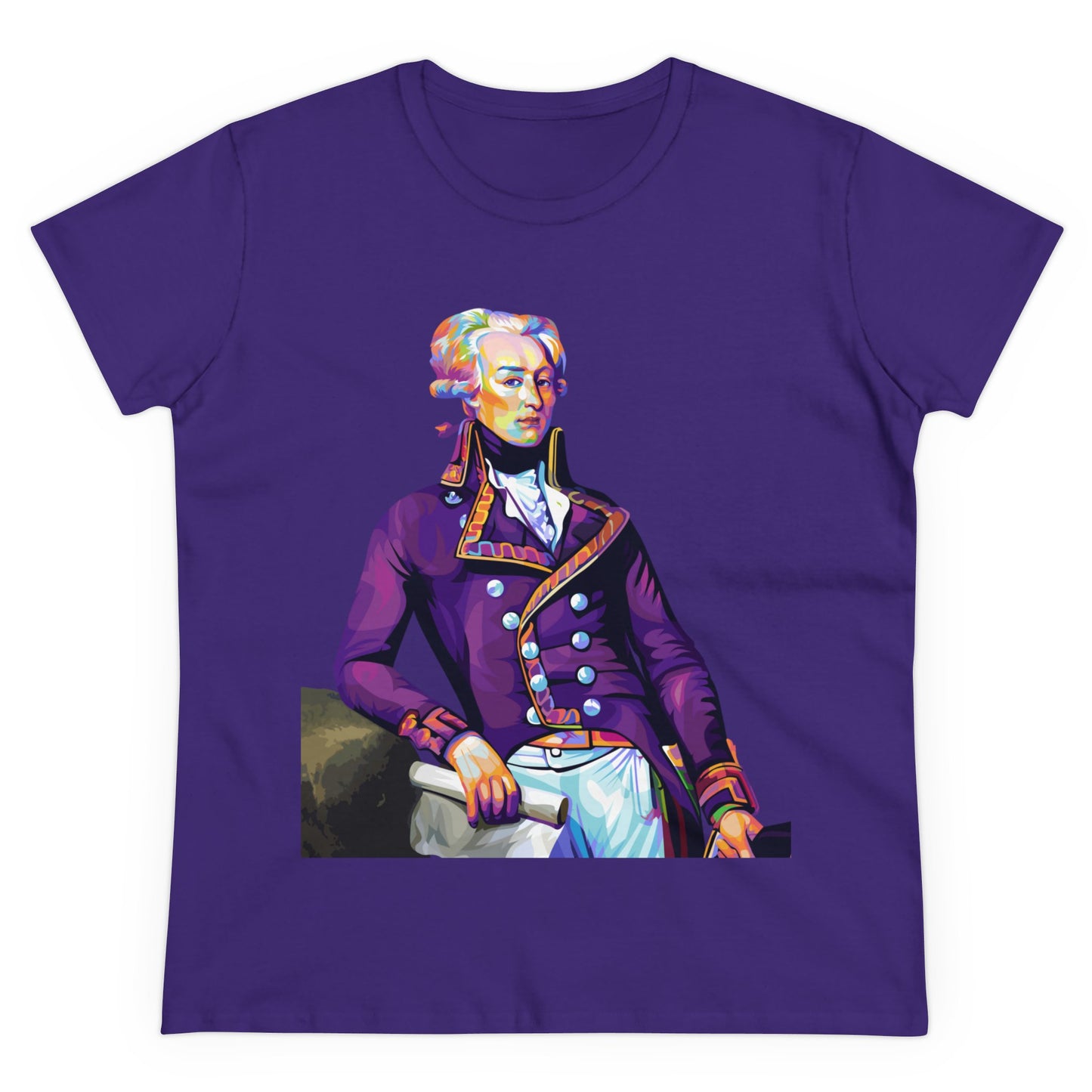 Lafayette Women's Tee Colorful Cap Sleeves Midweight Cotton - Slightly Fitted, Bicentennial, Marquis de Lafayette, History, History Teacher