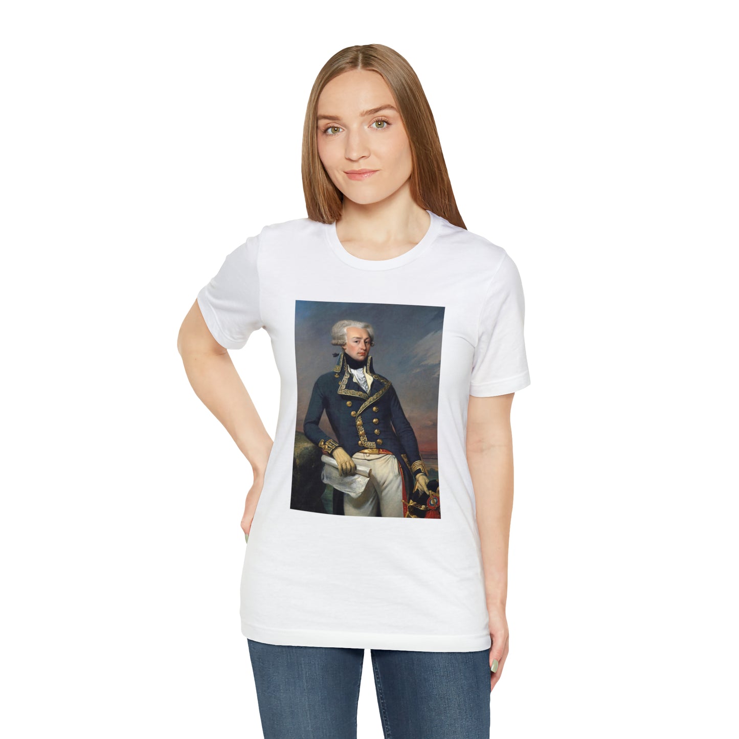 Person or people wearing Lafayette Marquis de Lafayette t-shirt with portrait painting