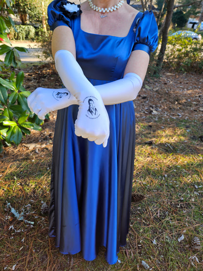Welcome Lafayette Long Formal Celebration Gloves - 1820's Gentleman Lafayette with Welcome Lafayette Emblem