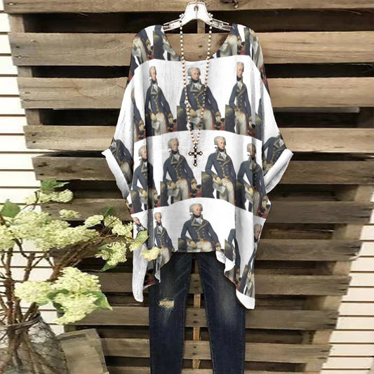 Marquis de Lafayette - Women's Bat Sleeve Shirt - Classic Portrait Lafayette all-over-print