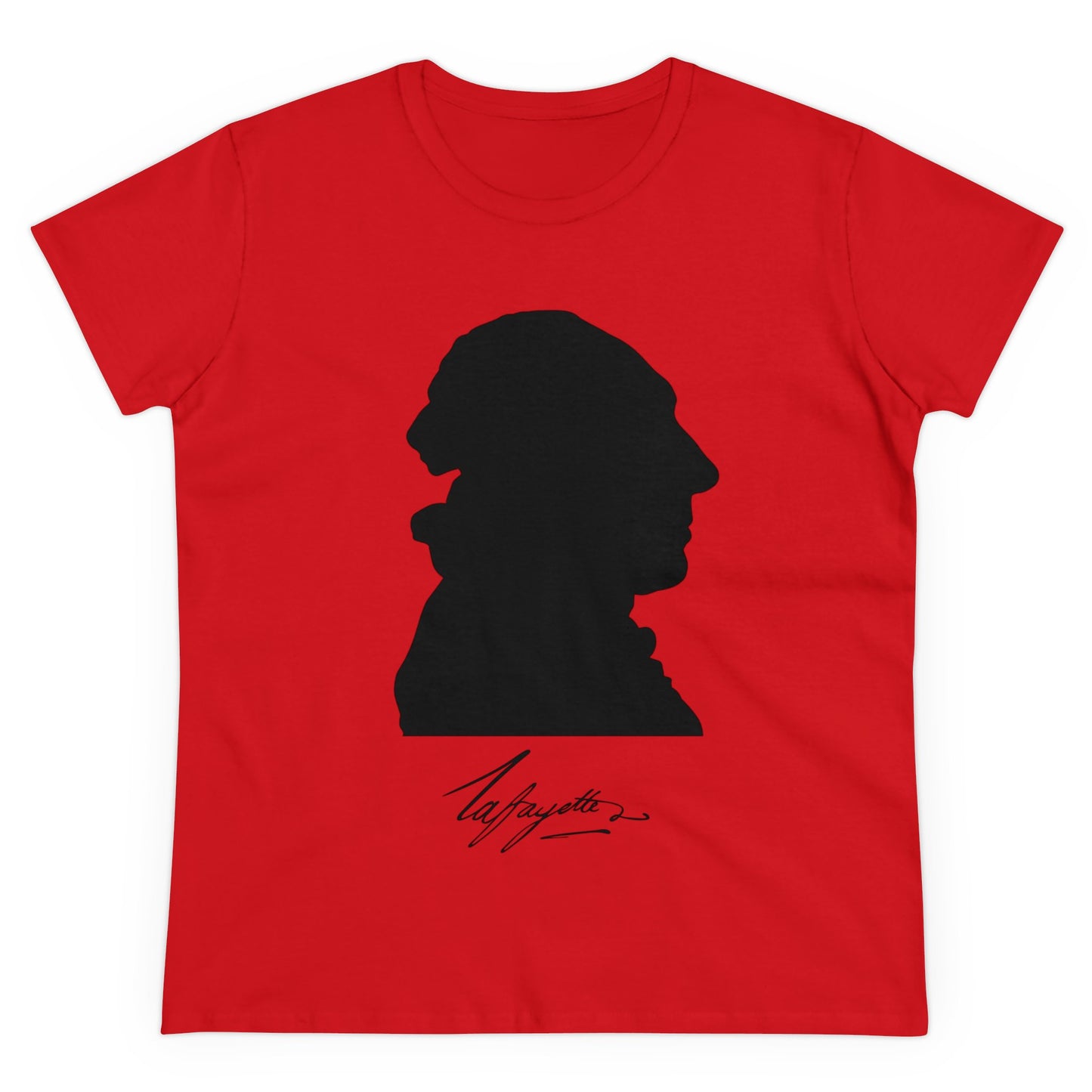 Women's Lafayette Silhouette Bust Portrait Cap Sleeves Cotton Tee - Slightly Fitted, Marquis de Lafayette, History