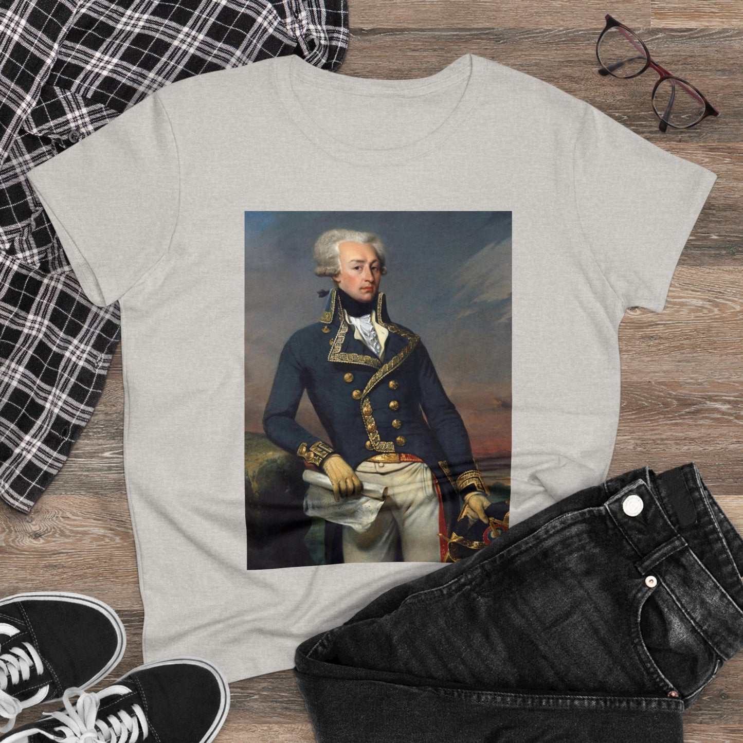 Lafayette Women's Tee Classic Cap Sleeves Midweight Cotton - Slightly Fitted, Marquis de Lafayette, Bicentennial, History, History Teacher