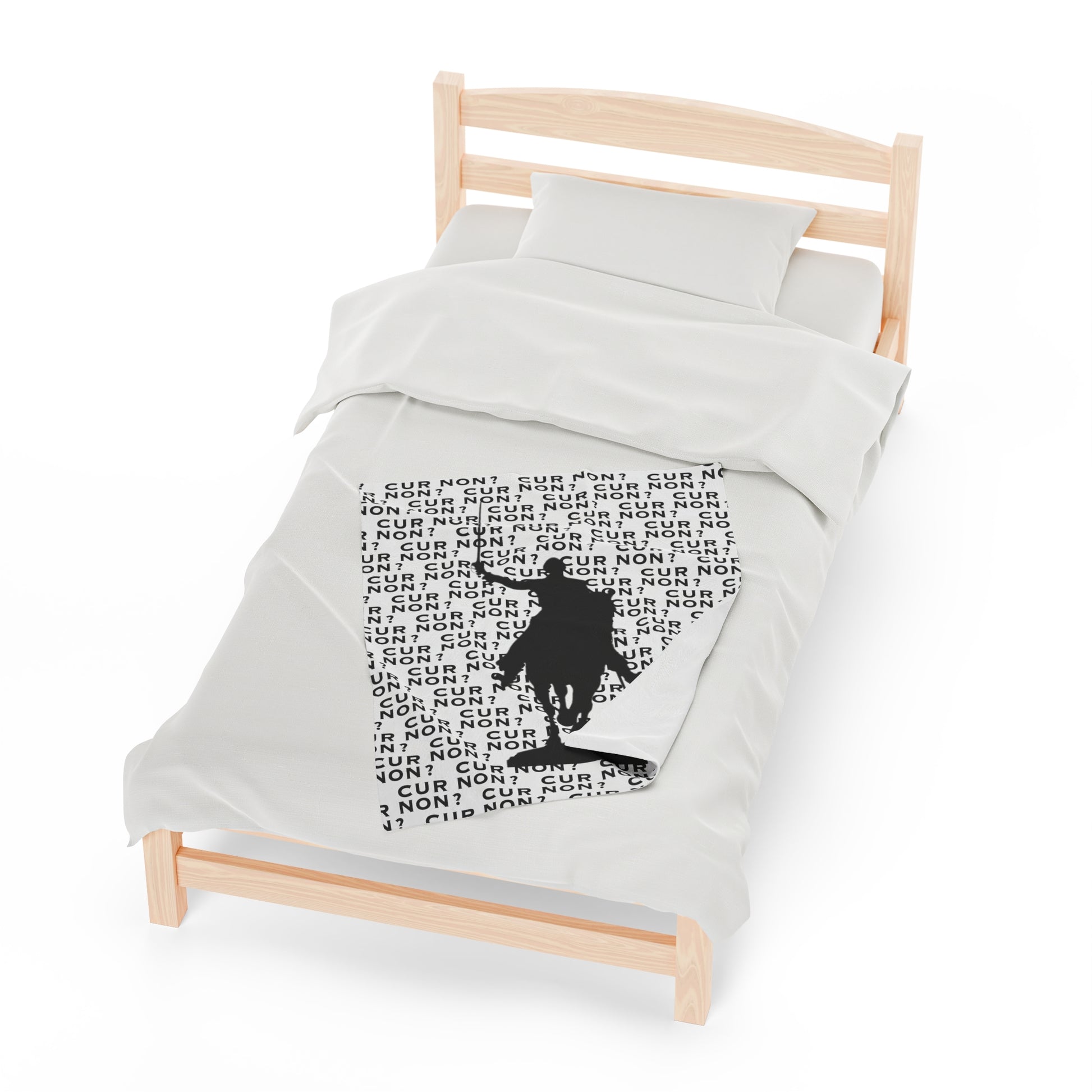 lafayette blanket Marquis de Lafayette silhouette and cur non motto on a blanket in black and white