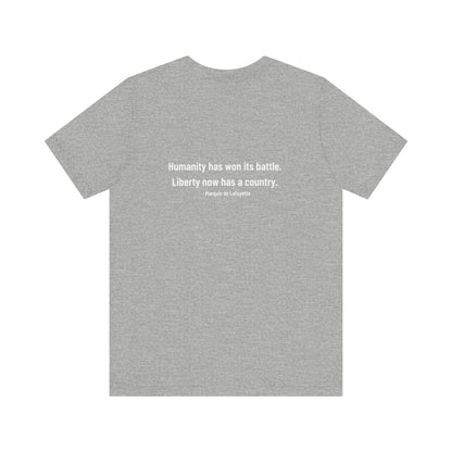 Marquis de Lafayette Silhouette Signature Unisex Jersey Short Sleeve Tee - With Lafayette Quote