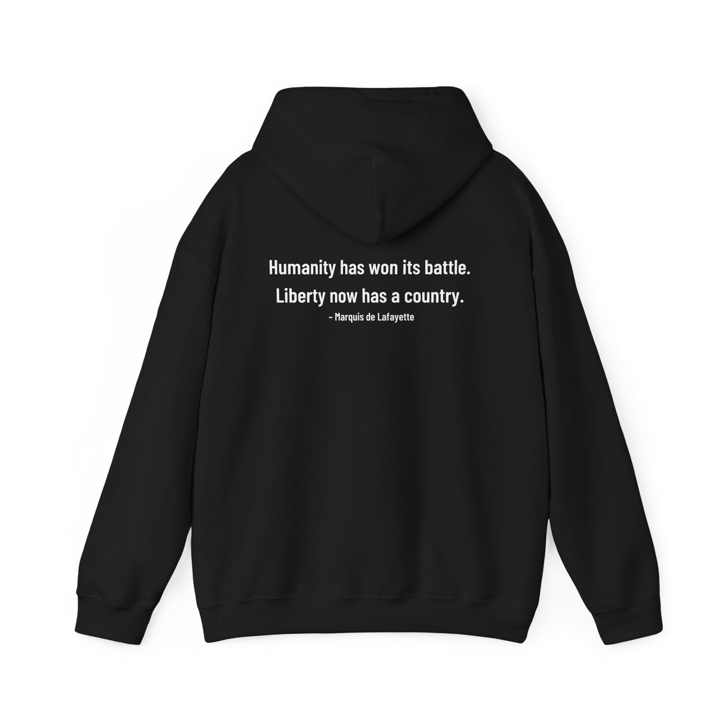 Two-Sided Marquis de Lafayette Classic Unisex Heavy Blend Hooded Sweatshirt With Quote