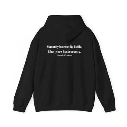 Two-Sided Marquis de Lafayette Classic Unisex Heavy Blend Hooded Sweatshirt With Quote