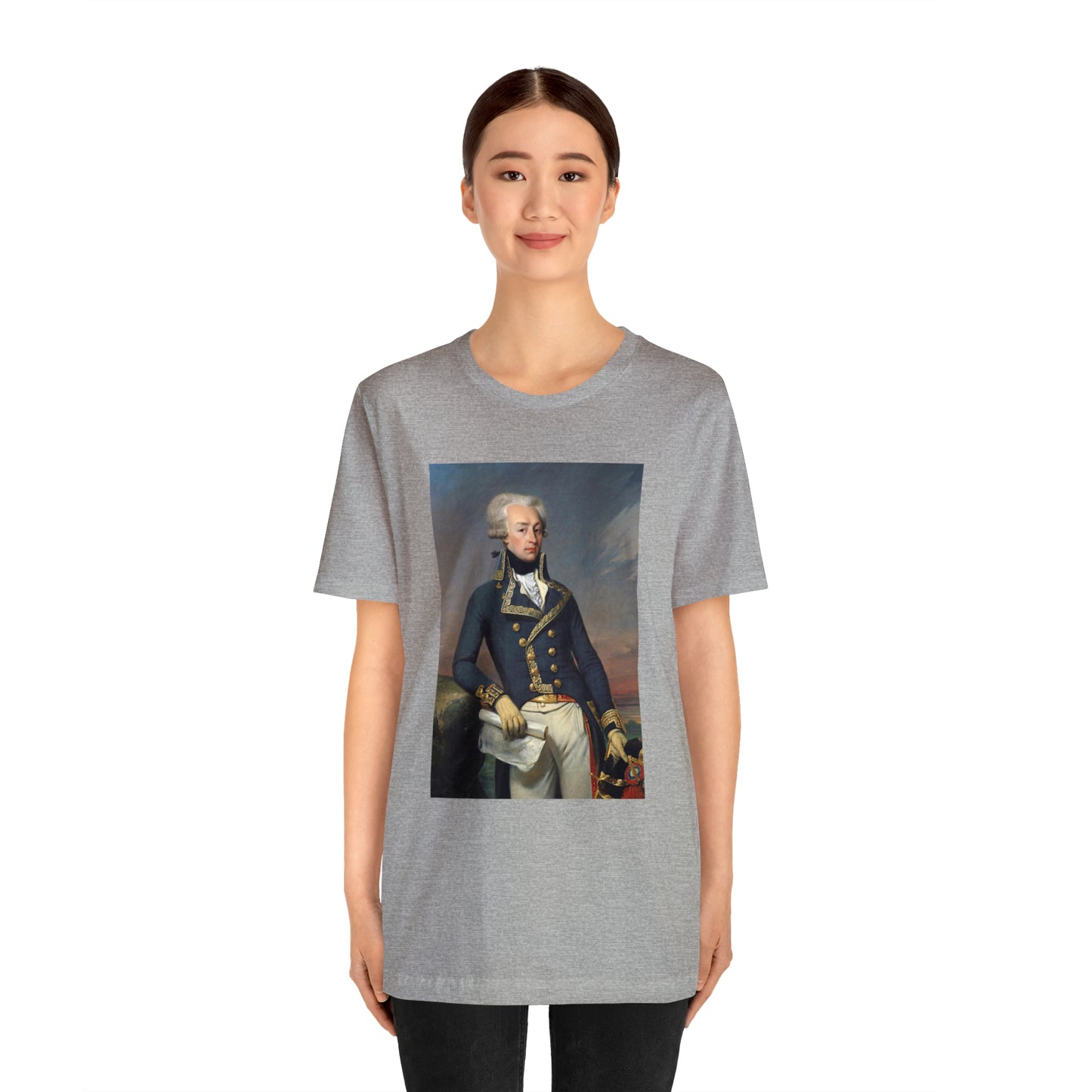 Person or people wearing Lafayette Marquis de Lafayette t-shirt with portrait painting