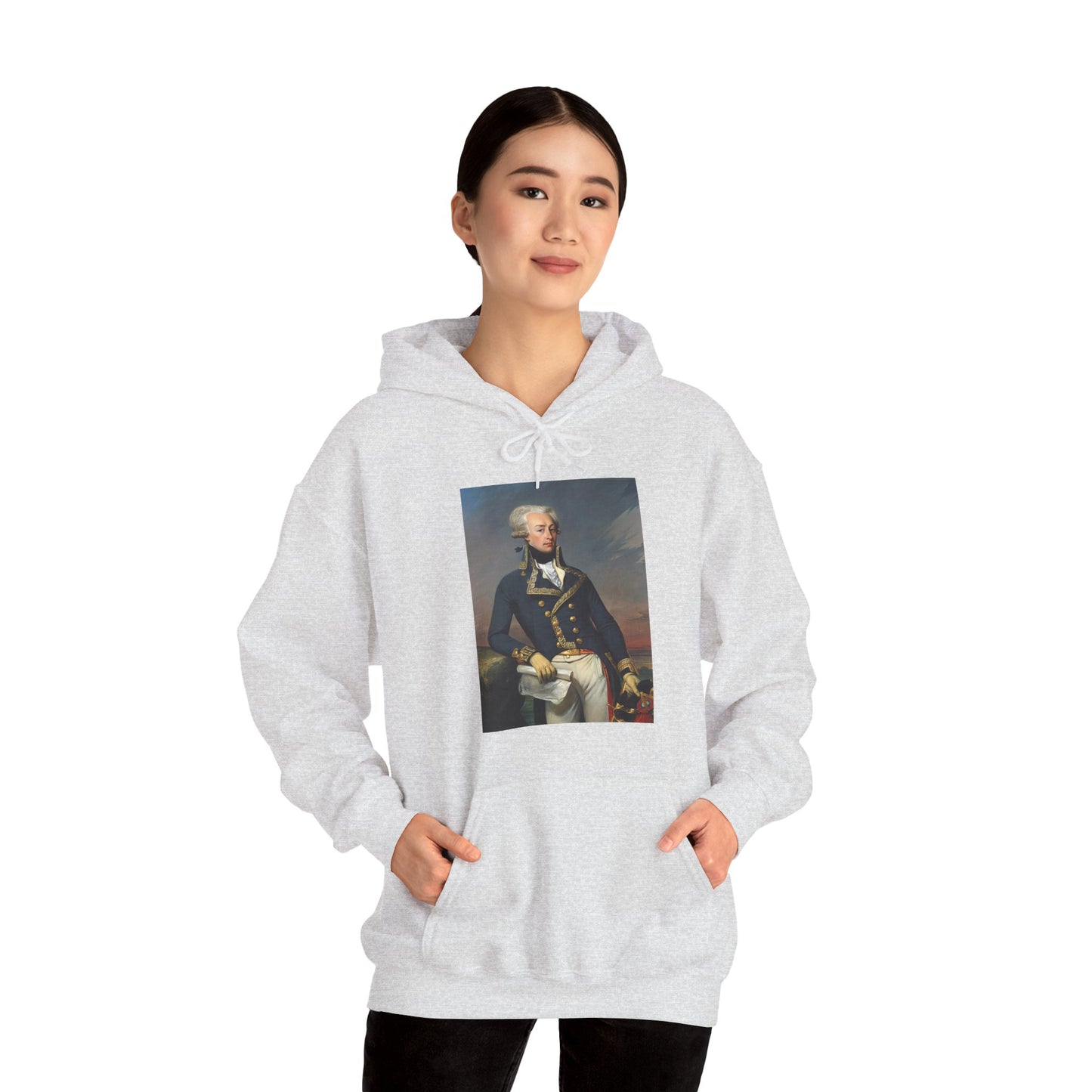 Two-Sided Marquis de Lafayette Classic Unisex Heavy Blend Hooded Sweatshirt With Quote