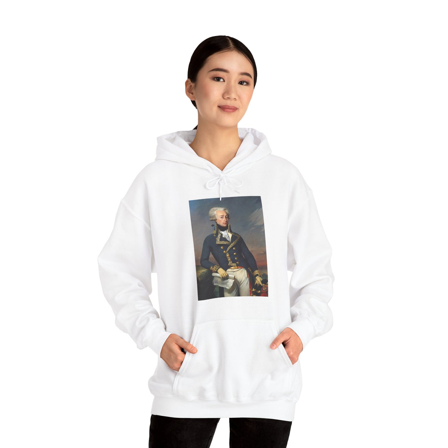 Two-Sided Marquis de Lafayette Classic Unisex Heavy Blend Hooded Sweatshirt With Quote