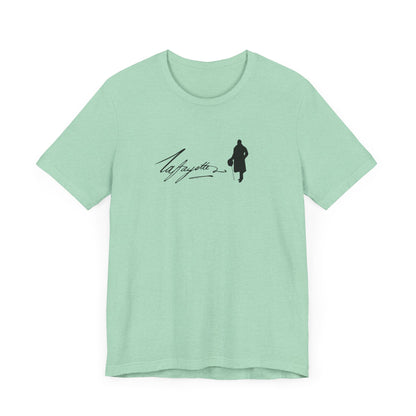 Marquis de Lafayette Silhouette Signature Unisex Jersey Short Sleeve Tee - With Lafayette Quote