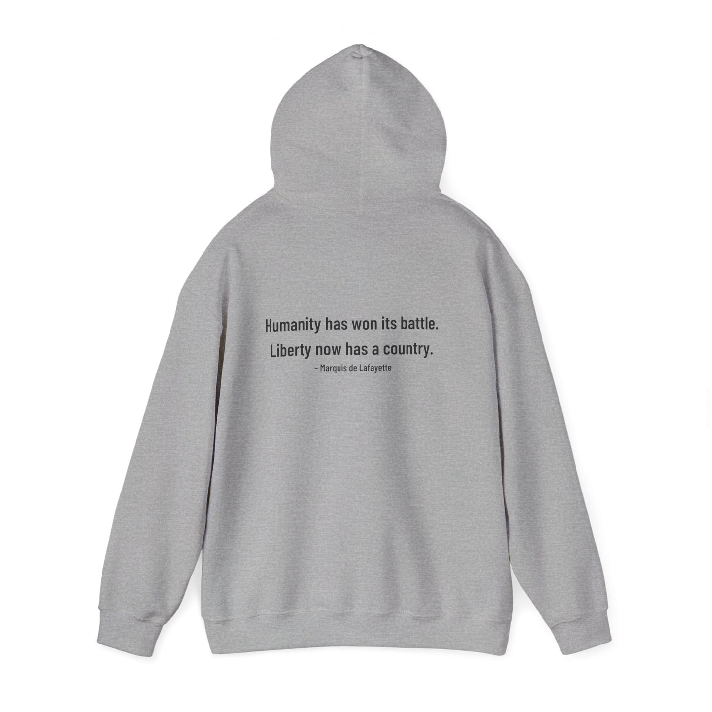 Two-Sided Marquis de Lafayette Classic Unisex Heavy Blend Hooded Sweatshirt With Quote