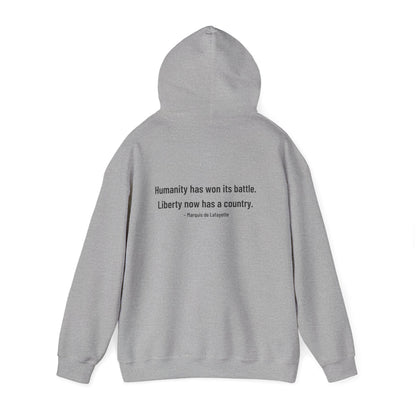 Two-Sided Marquis de Lafayette Classic Unisex Heavy Blend Hooded Sweatshirt With Quote