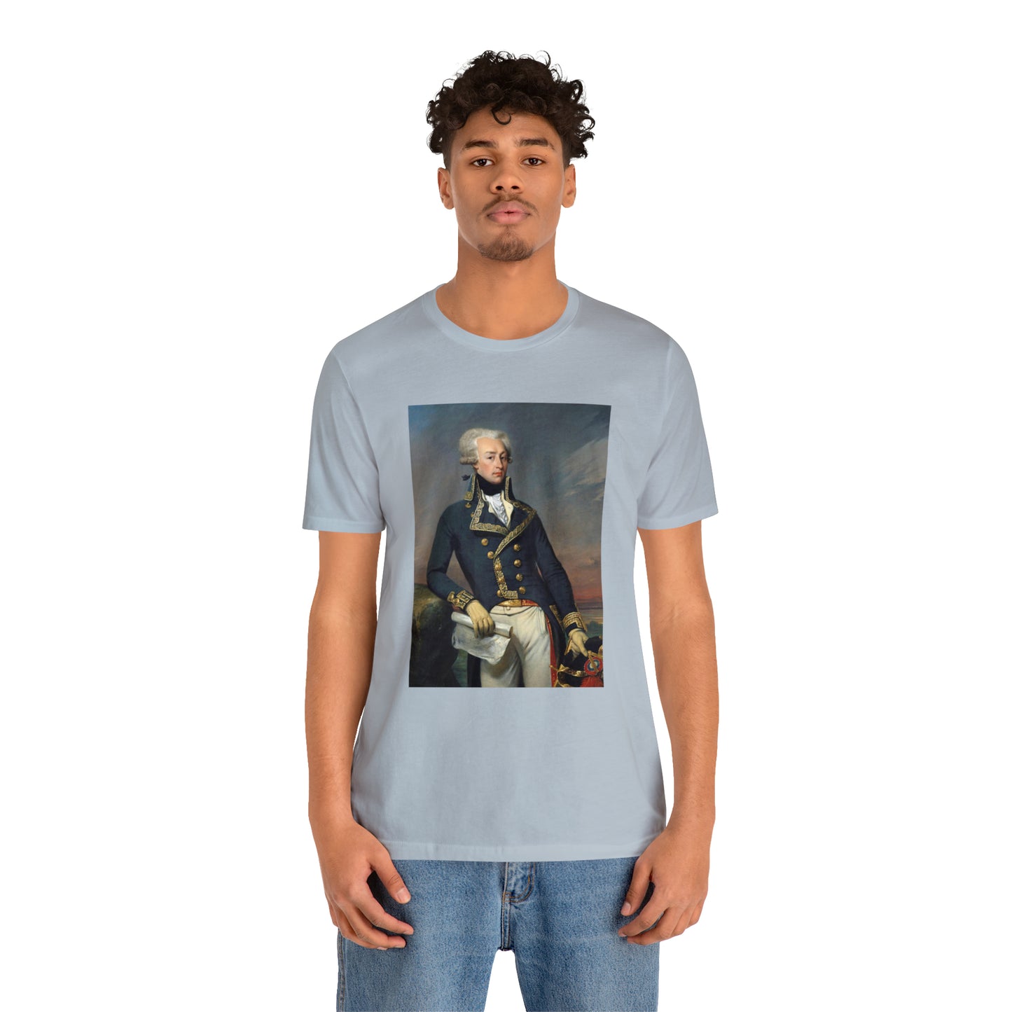 Person or people wearing Lafayette Marquis de Lafayette t-shirt with portrait painting