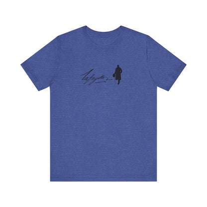 Marquis de Lafayette Silhouette Signature Unisex Jersey Short Sleeve Tee - With Lafayette Quote